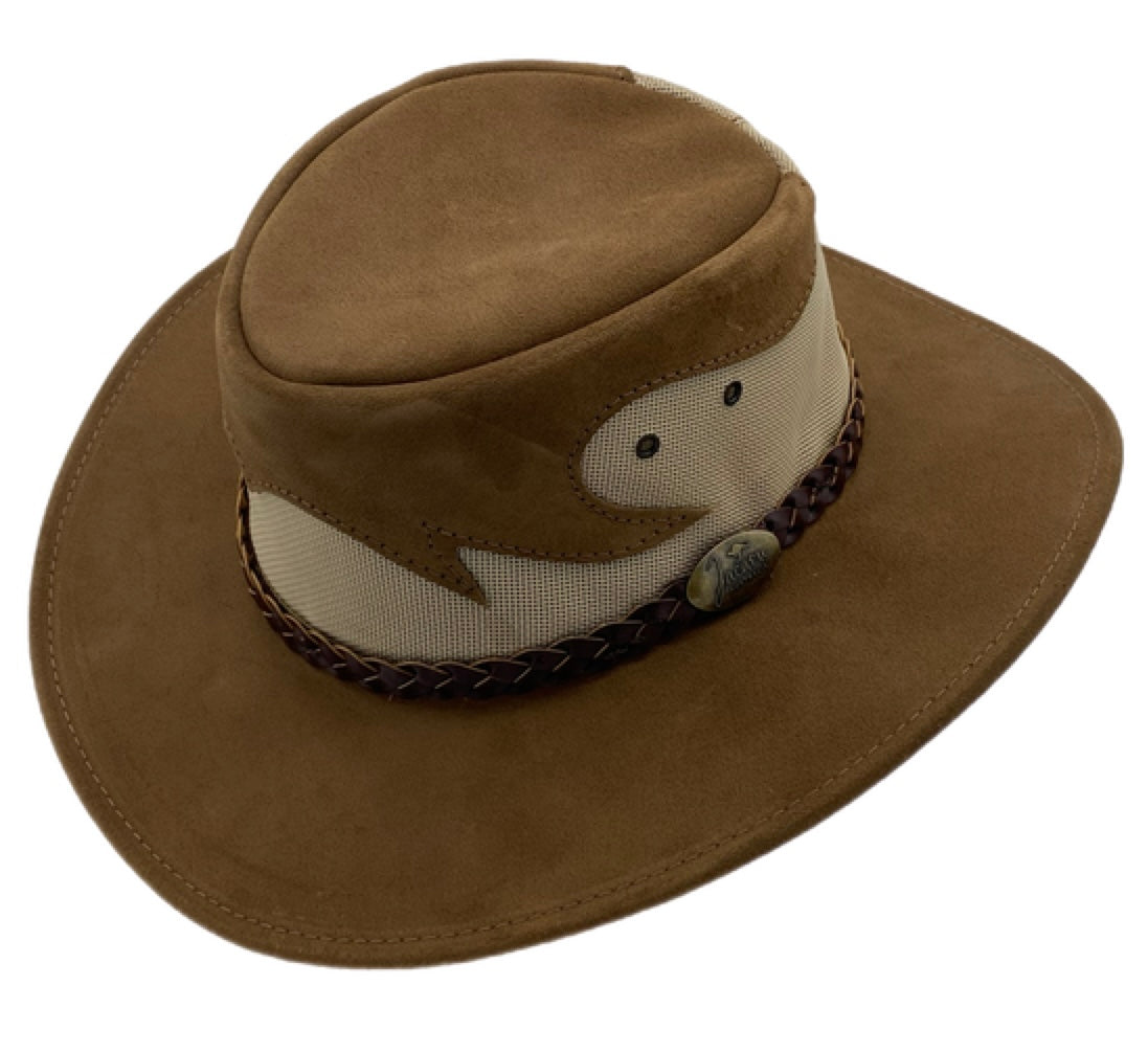 Jacaru 1021 Blaze Suede Leather Breeze Hat - Mesh Crown (Made in Australia)