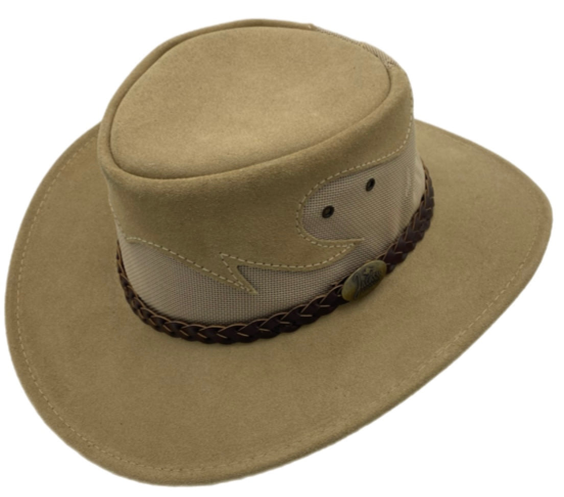 Jacaru 1021 Blaze Suede Leather Breeze Hat - Mesh Crown (Made in Australia)