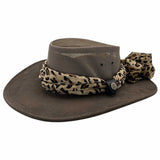 Jacaru 1022 Shady Lady Womens Suede Leather Breeze Hat - Mesh Crown & Chiffon Scarf (Made in Australia)