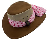 Jacaru 1022 Shady Lady Womens Suede Leather Breeze Hat - Mesh Crown & Chiffon Scarf (Made in Australia)