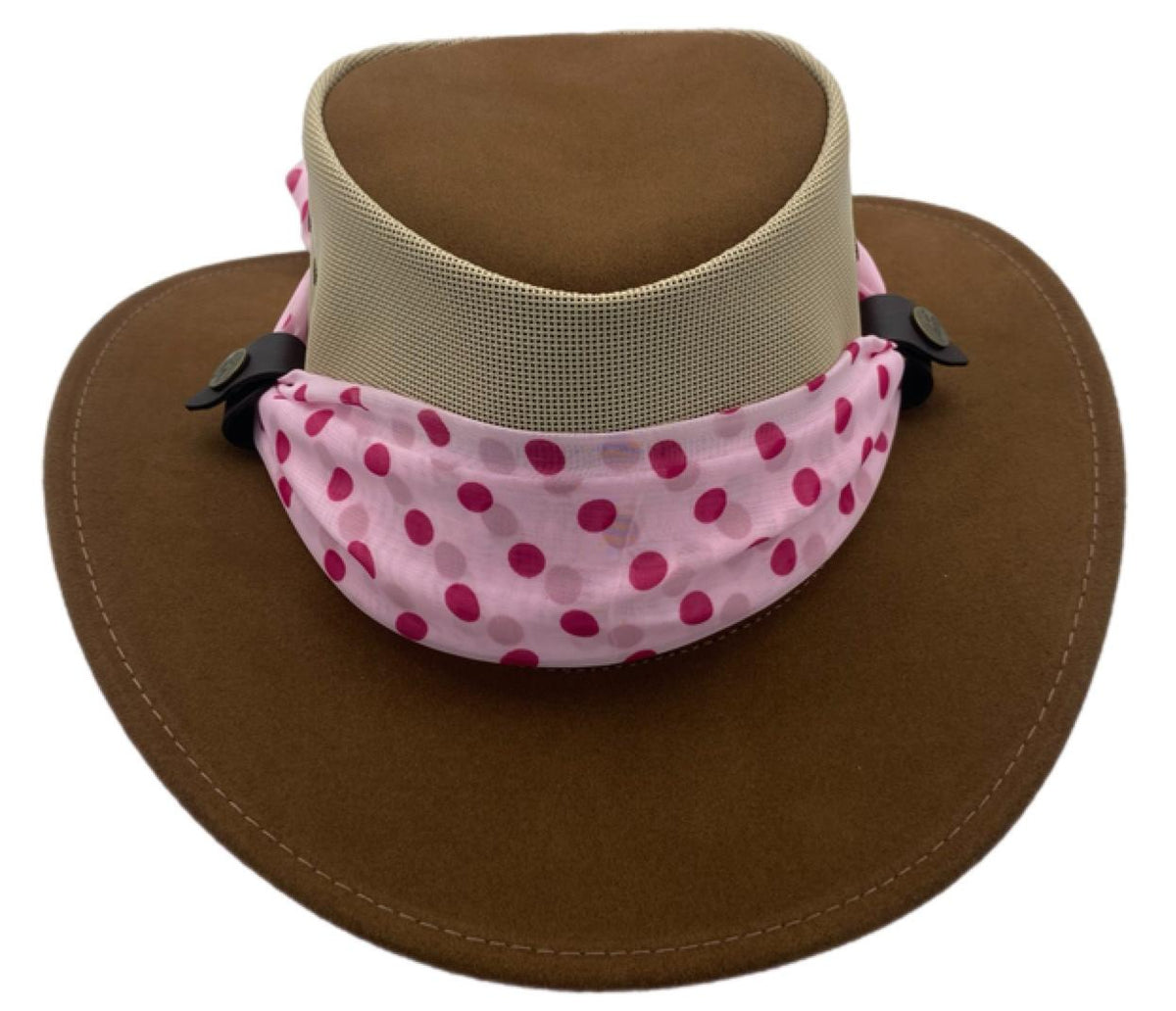 Jacaru 1022 Shady Lady Womens Suede Leather Breeze Hat - Mesh Crown & Chiffon Scarf (Made in Australia)