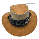 Jacaru 1023 Horizon Womens Vegan Leather Breeze Hat with Scarf - Mesh Crown (Made in Australia)