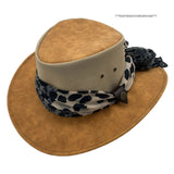 Jacaru 1023 Horizon Womens Vegan Leather Breeze Hat with Scarf - Mesh Crown (Made in Australia)