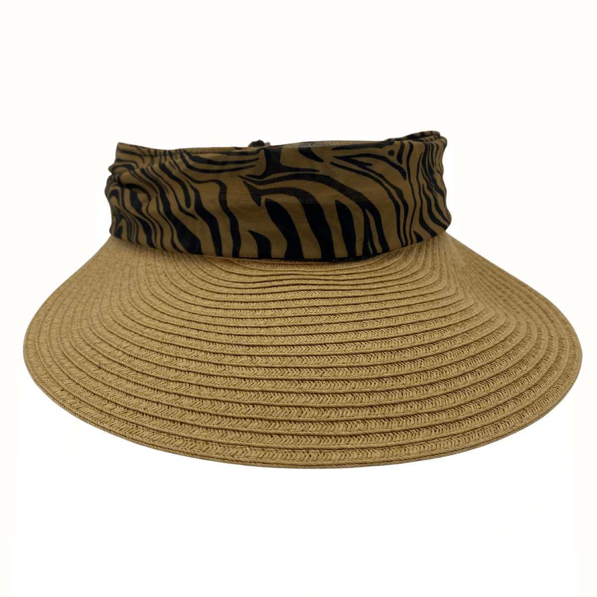Jacaru 1824 Woven Visor with Scarf - Leopard or Tiger Print (One Size Vegan Friendly)