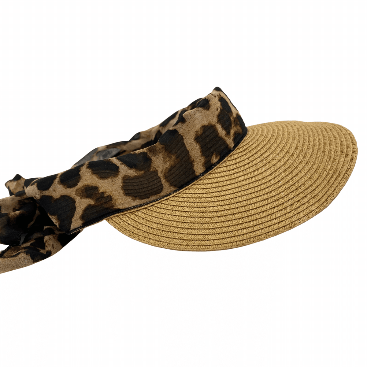 Jacaru 1824 Woven Visor with Scarf - Leopard or Tiger Print (One Size Vegan Friendly)