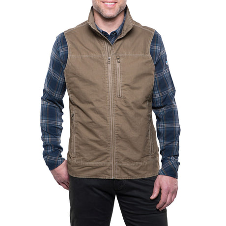 Kuhl Mens Burr Outdoor Canvas Full Zip Workwear Vest in Khaki