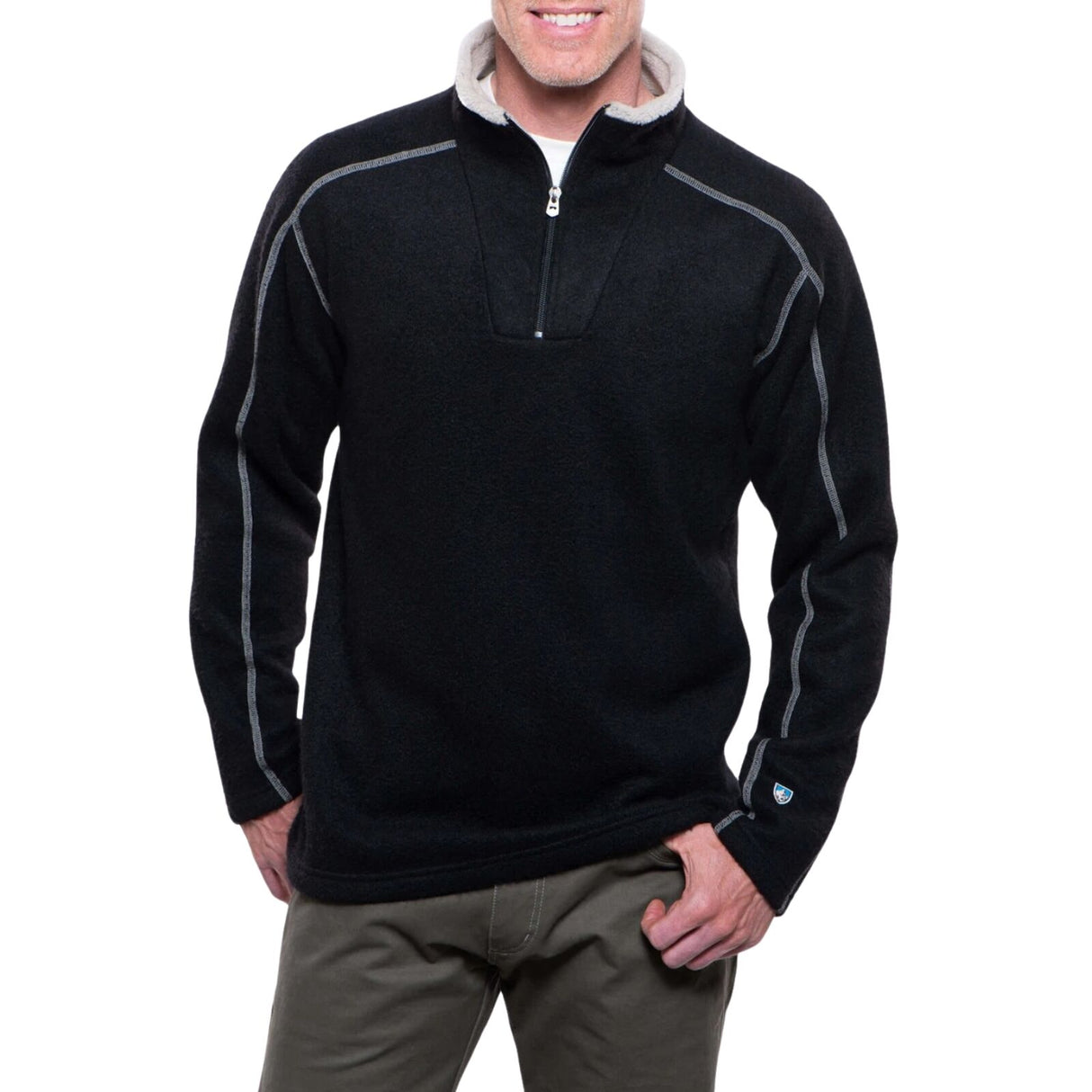 KUHL Europa Mens 1/4 Zip Fleece Pullover ALFPACA GOLD Soft Warm in Black Size XXL