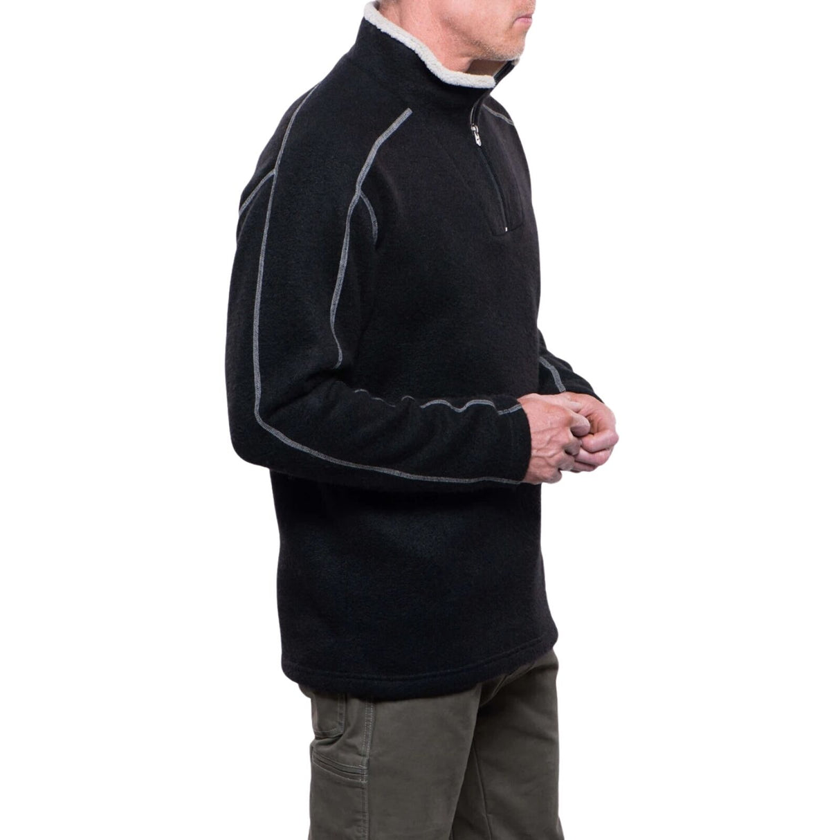 KUHL Europa Mens 1/4 Zip Fleece Pullover ALFPACA GOLD Soft Warm in Black Size XXL