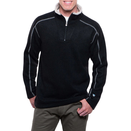 KUHL Europa Mens 1/4 Zip Fleece Pullover ALFPACA GOLD Soft Warm in Black Size XXL