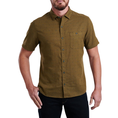 Kuhl Mens Intrepid Skorpio Short Sleeve Button Shirt in Shaded Moss