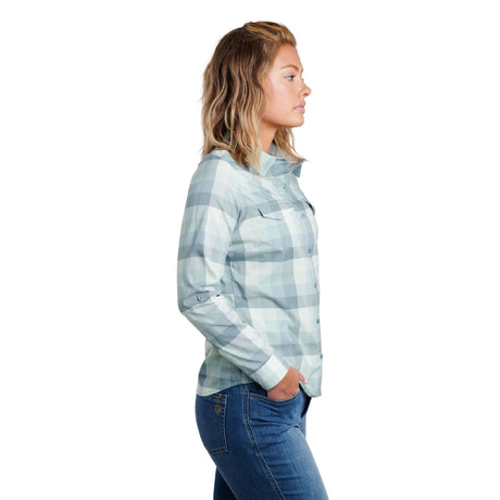 Kuhl Womens Kamp Long Sleeve Button Down Outdoor Hiking Shirt in Soft Jade