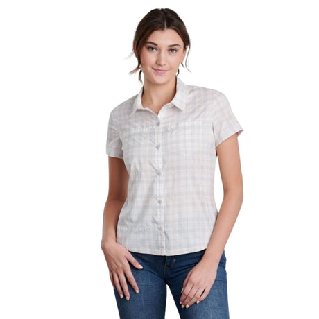 Kuhl Womens Kamp Short Sleeve Button Shirt in Sea Salt