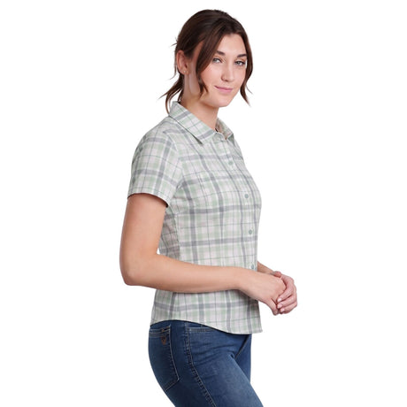 Kuhl Womens Kamp Outdoor Hiking Short Sleeve Shirt in Soft Jade