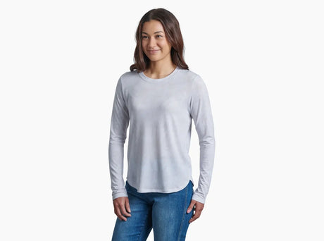 Kuhl Konstance Womens Long Sleeve Top Print UPF50+ Soft Stretch Fabric in White - L