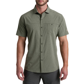 Kuhl Mens Optimizr Outdoor Short Sleeve Button Shirt in Green Slate