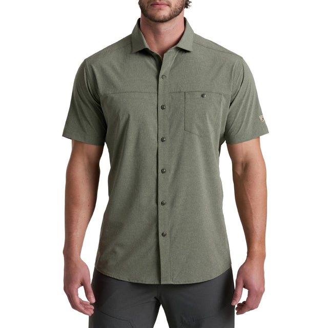 Kuhl Mens Optimizr Outdoor Short Sleeve Button Shirt in Green Slate