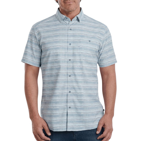 Kuhl Mens Persuadr Outdoor Hiking Short Sleeve Button Shirt in Brisk Blue