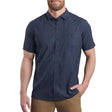 Kuhl Mens Persuadr Outdoor Hiking Short Sleeve Button Shirt in Night Blue