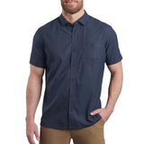 Kuhl Mens Persuadr Outdoor Hiking Short Sleeve Button Shirt in Night Blue