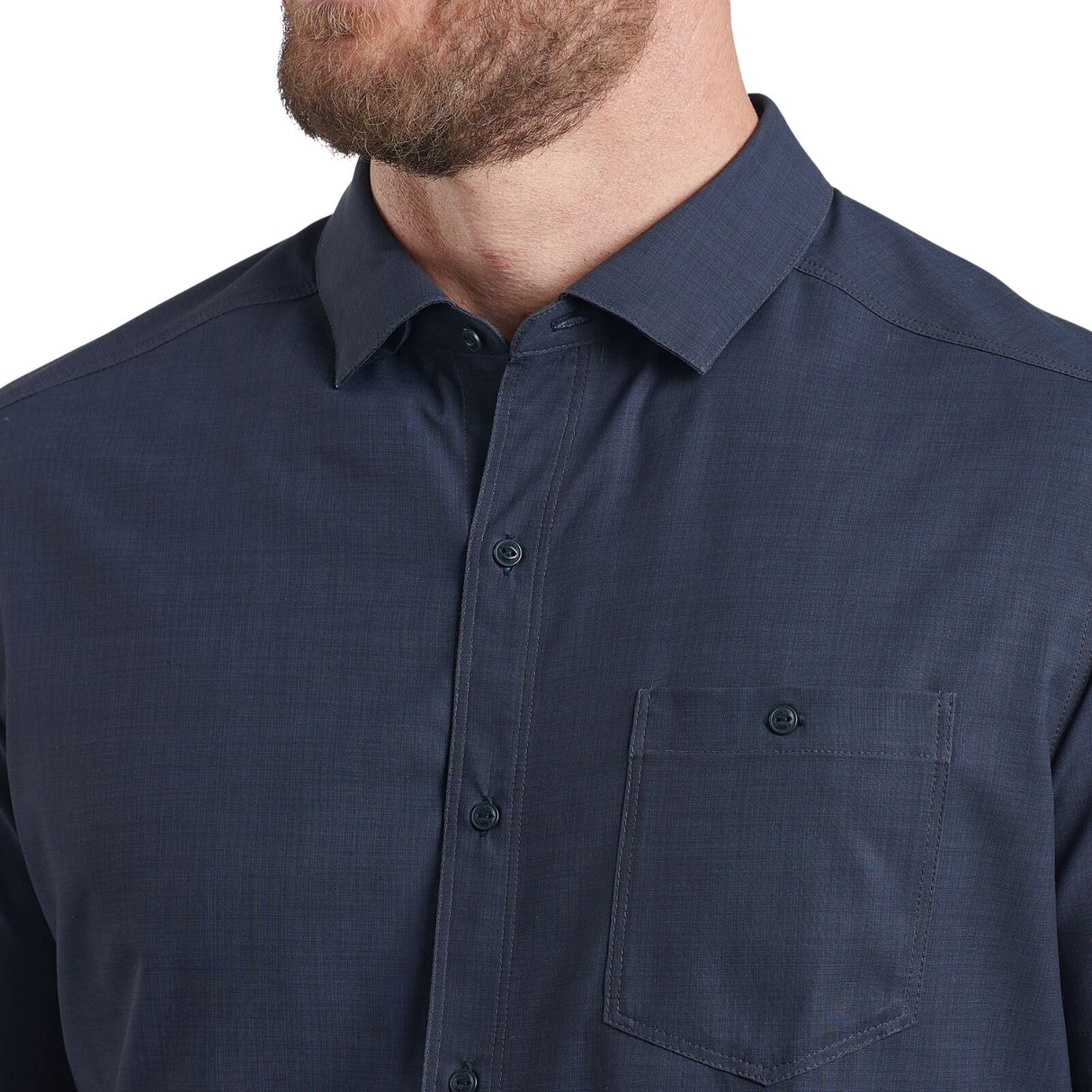 Kuhl Mens Persuadr Outdoor Hiking Short Sleeve Button Shirt in Night Blue