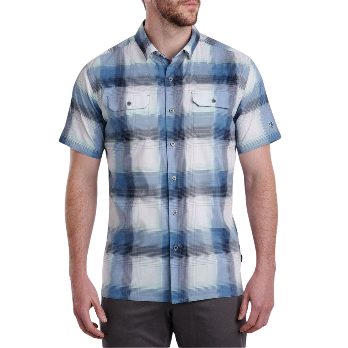 Kuhl Mens Response Outdoor Hiking Short Sleeve Shirt in Brisk Blue