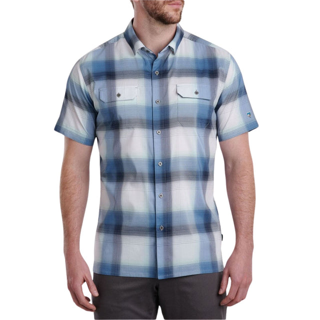 Kuhl Mens Response Outdoor Hiking Short Sleeve Shirt in Brisk Blue