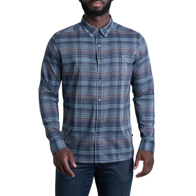 Kuhl Mens Response Lite Outdoor Hiking Long Sleeve Shirt in Blue Flame