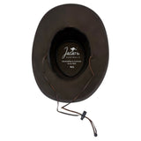 Jacaru 1028 Kangaroo Leather Soft Hat with Chinstrap - Dark Brown (Water Repellent & UPF 50+ Made in Australia)