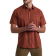 Kuhl Mens Stealth Outdoor Hiking Short Sleeve Shirt in Rustic Red