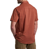 Kuhl Mens Stealth Outdoor Hiking Short Sleeve Shirt in Rustic Red