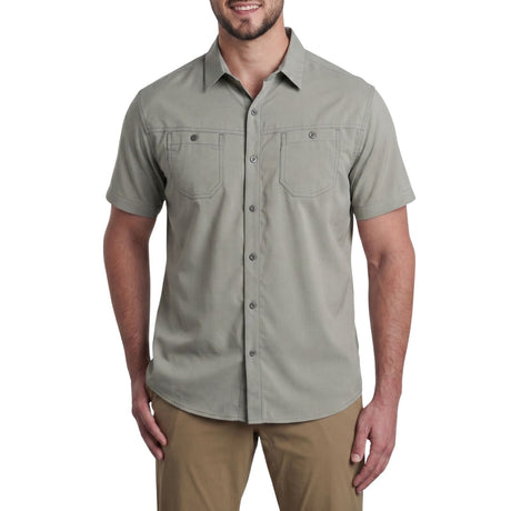 Kuhl Mens Stealth Outdoor Hiking Short Sleeve Shirt in Oak Moss