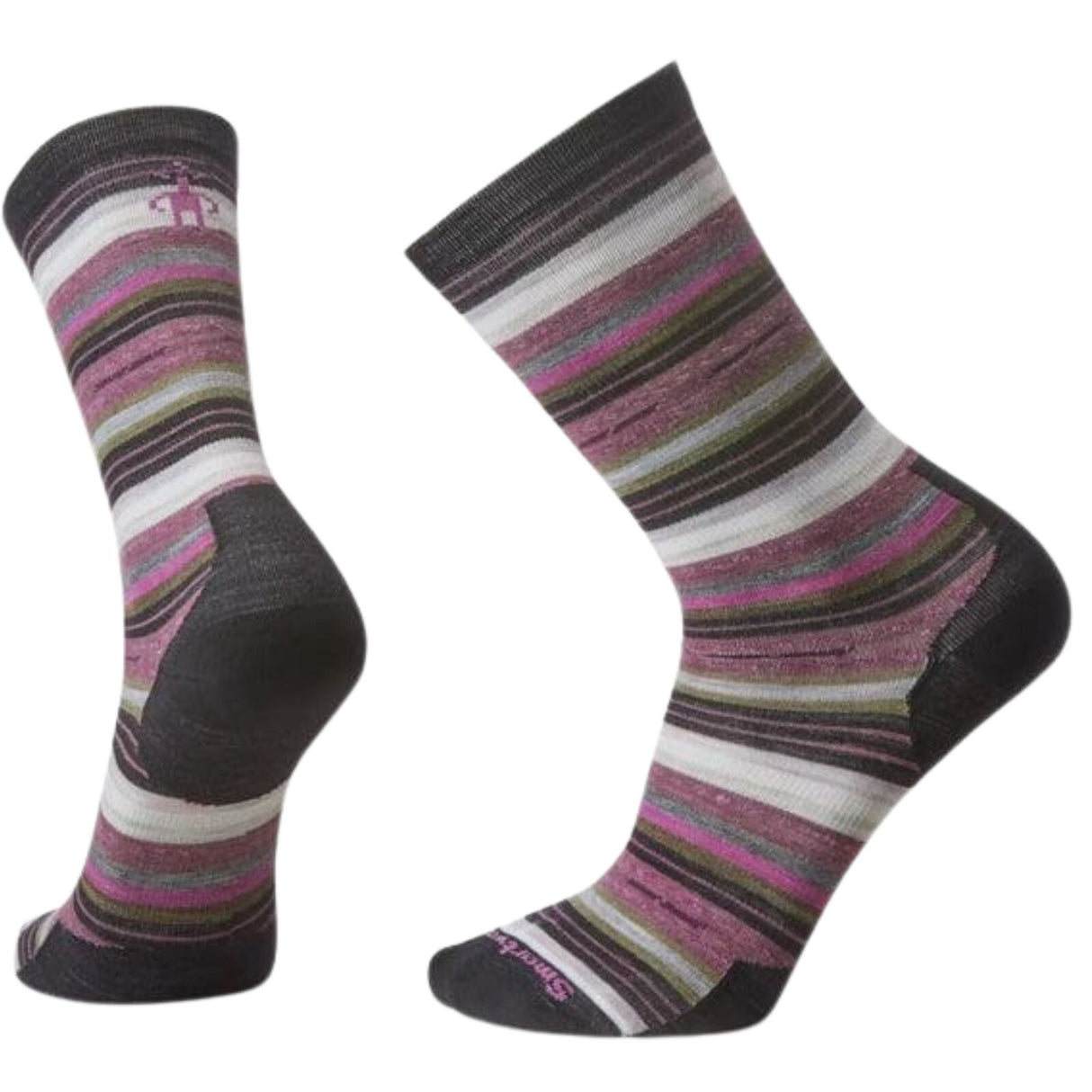 Smartwool Crew Socks Merino Wool Striped  in Everyday Margarita Black - Size L