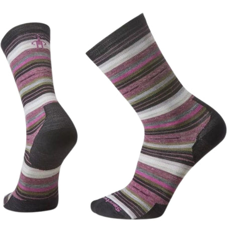 Smartwool Crew Socks Merino Wool Striped  in Everyday Margarita Black - Size L