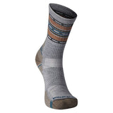 SmartWool Hike Light Cushion Spiked Stripe Crew Socks in Light Gray - Large