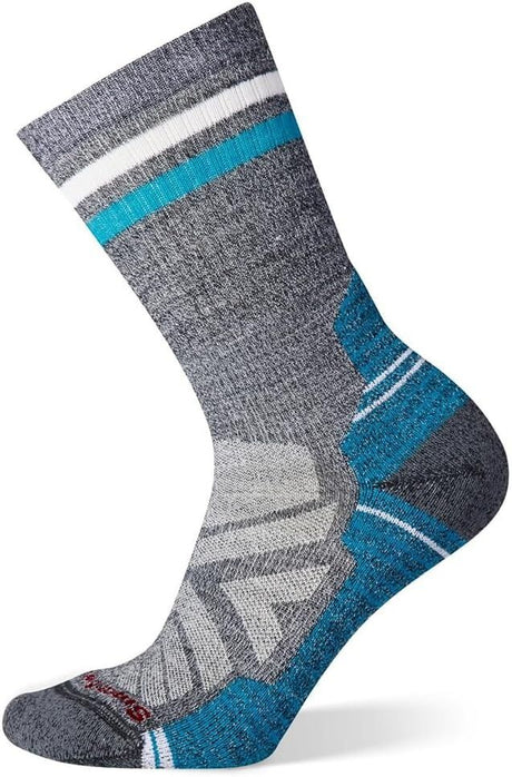 Smartwool Womens Hike Light Cushion Tube Stripe Crew Socks in Charcoal Light Grey -  L