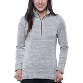 Kuhl Alska Womens Quarter-Zip Fleece Pullover - Ash (Heavyweight Warm Casual Outerwear)