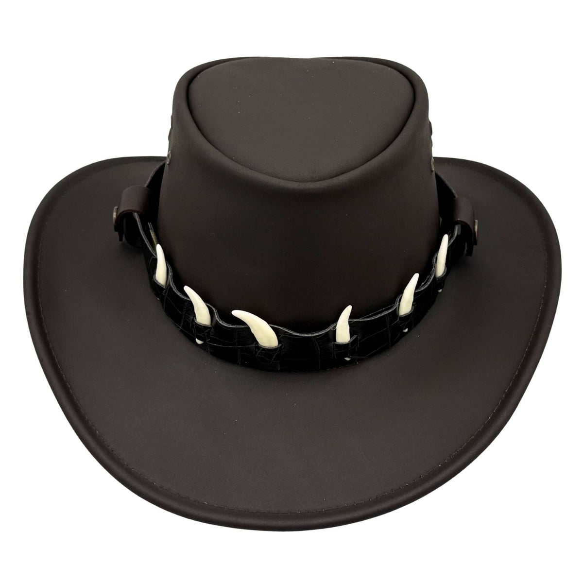 Jacaru 1036 Cape York Oiled Leather Hat - Brown (Croc Print Hatband Water Resistant & UPF 50+ Made in Australia)