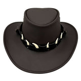 Jacaru 1036 Cape York Oiled Leather Hat - Brown (Croc Print Hatband Water Resistant & UPF 50+ Made in Australia)