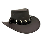 Jacaru 1036 Cape York Oiled Leather Hat - Brown (Croc Print Hatband Water Resistant & UPF 50+ Made in Australia)