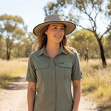 Jacaru 104 Bushbreeze Camper Canvas Hat - Mesh Crown & Chin Strap (Made in Australia)