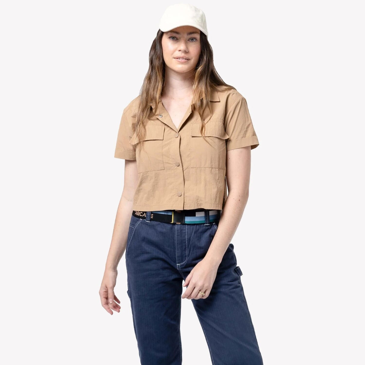 Arcade A2 Sierra Belt Stretch Metal-Free Buckle Recycled One Size in Sherbet/Forest