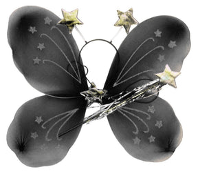Black Angel Wings - Girls Fairy/Butterfly/Princess Costume for Fancy Dress Party