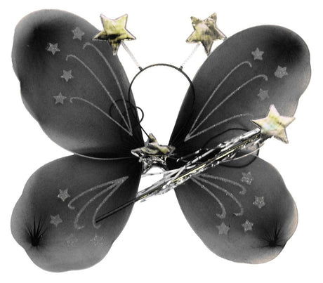 Black Angel Wings - Girls Fairy/Butterfly/Princess Costume for Fancy Dress Party