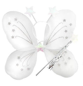 White Angel Wings - Girls Fairy/Butterfly/Princess Costume for Fancy Dress Party