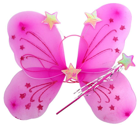 Hot Pink Angel Wings - Girls Fairy/Butterfly/Princess Costume for Fancy Dress Party