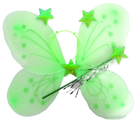 Green Angel Wings - Girls Fairy/Butterfly/Princess Costume for Fancy Dress Party