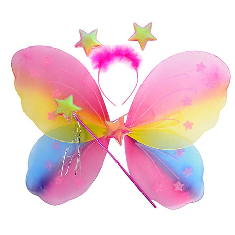 Rainbow Angel Wings - Girls Fairy/Butterfly/Princess Costume for Fancy Dress Party