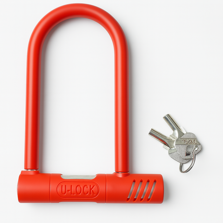Bicycle Hardware U Lock Heavy Duty Keyed Bike Long - Assorted Colours - 13x20cm