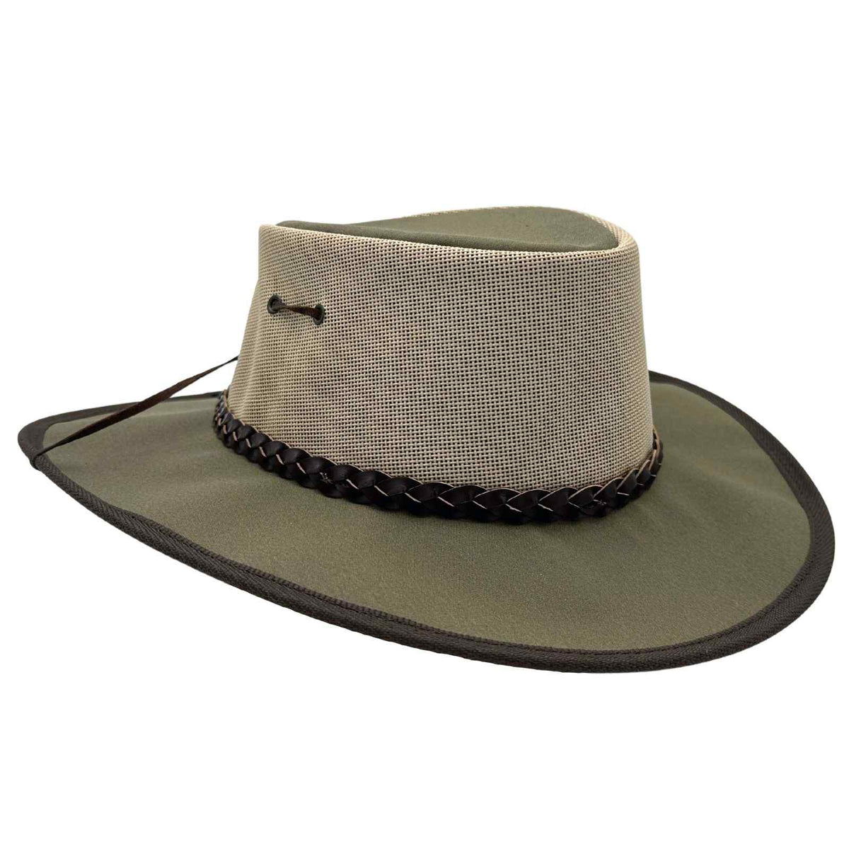 Jacaru 104 Bushbreeze Camper Canvas Hat - Mesh Crown & Chin Strap (Made in Australia)