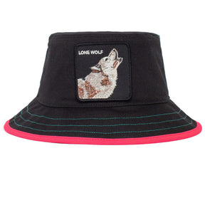 Goorin Bros Costa Lobo Bucket Hat (Lone Wolf) 100% Cotton Animal Series - Black